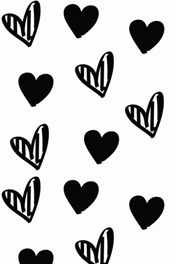 Pattern repeat of Brushstroke heart removable wallpaper design
