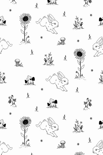 Pattern repeat of Bunny nursery removable wallpaper design