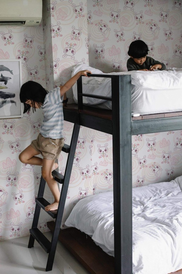 Minimalistic style kids room decorated with Bunny with carrot peel and stick wallpaper