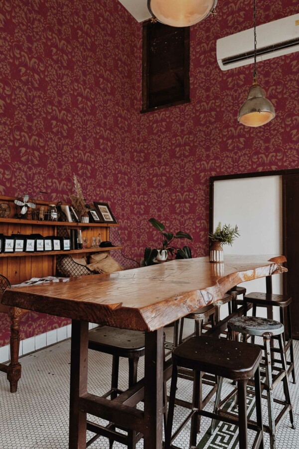 Burgundy Brilliance Damask removable wallpaper from Fancy Walls