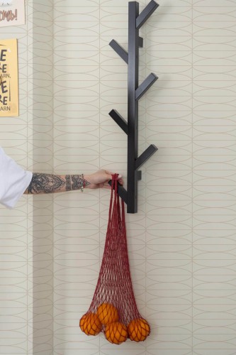 Scandinavian style kitchen decorated with Candice peel and stick wallpaper