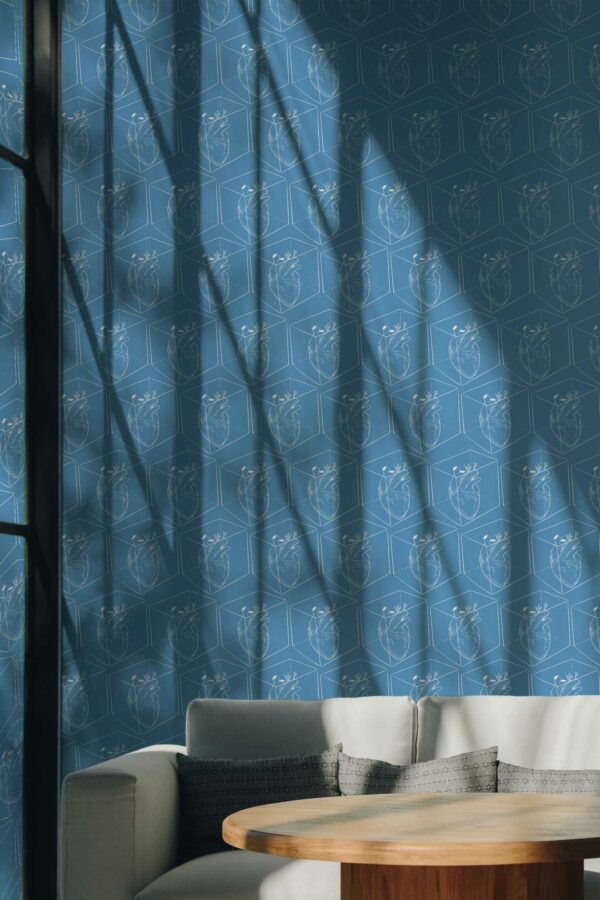 Captivating Blue Heart Self-Adhesive Wallpaper by Fancy Walls