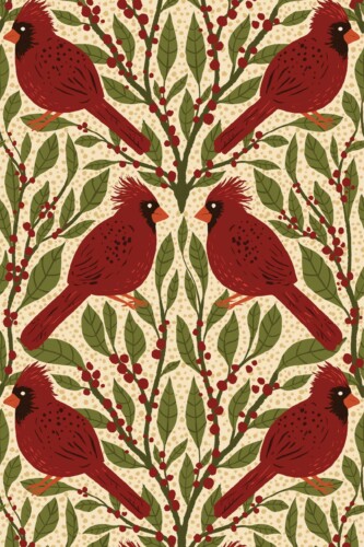 Fancy Walls Cardinals Berries Red Classic traditional wallpaper