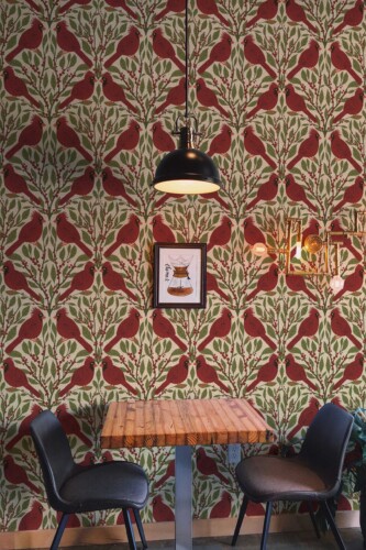Fancy Walls Cardinals Berries Red Classic removable wallpaper