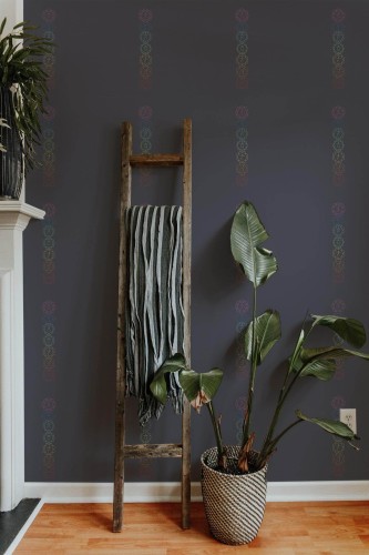 Scandinavian style living room decorated with Chakra peel and stick wallpaper