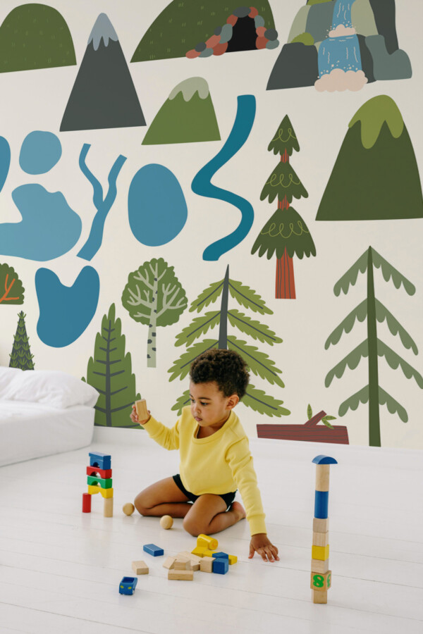 Colorful enchanted landscape wall mural peel and stick by Fancy Walls