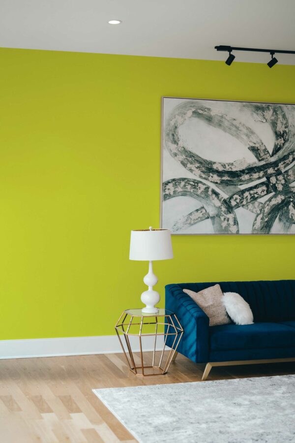 Removable wallpaper in Chartreuse solid color design by Fancy Walls