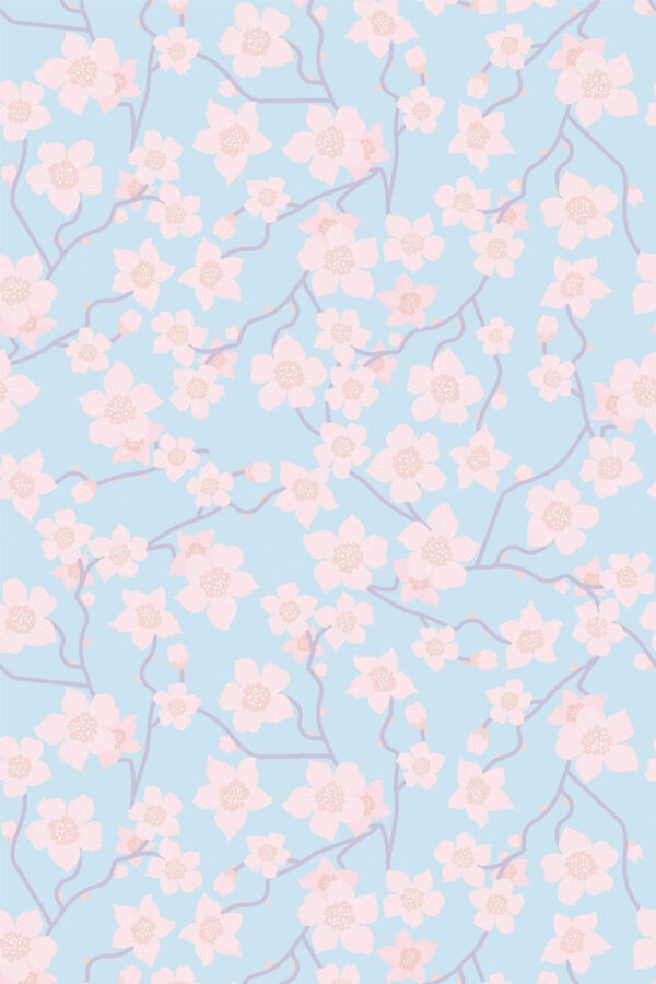 Pattern repeat of Cherry blossom removable wallpaper design
