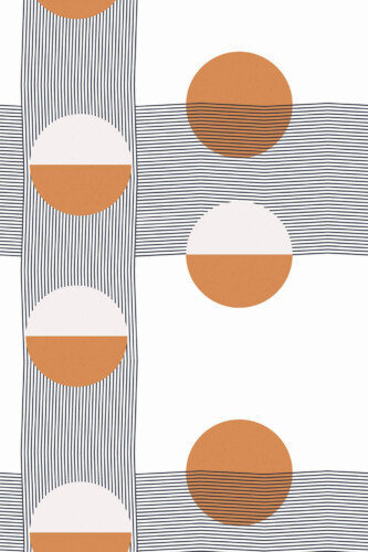 Pattern repeat of Circles and lines removable wallpaper design