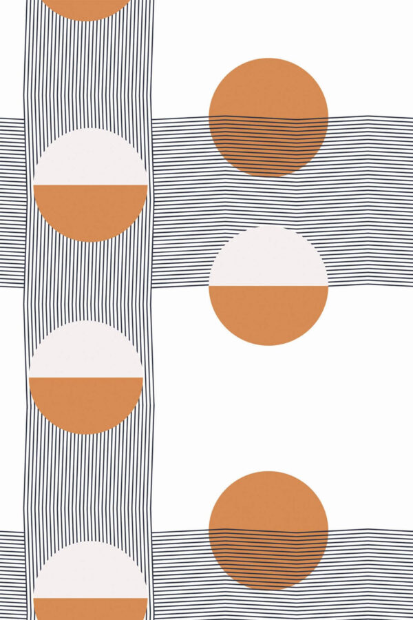 Pattern repeat of Circles and lines removable wallpaper design