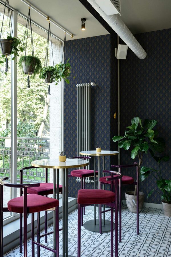 Classic Art Deco blue self-adhesive wallpaper by Fancy Walls
