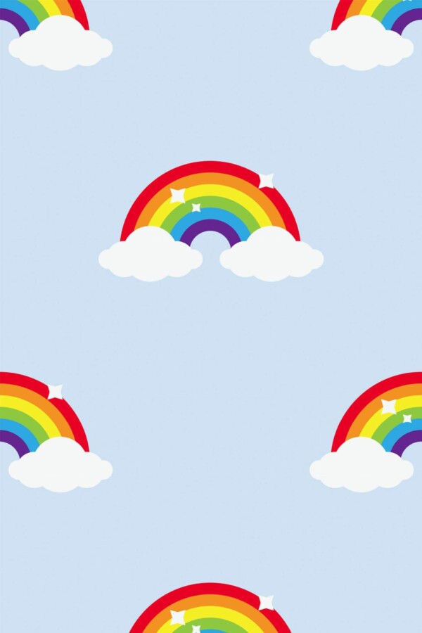 Pattern repeat of Classic rainbow removable wallpaper design