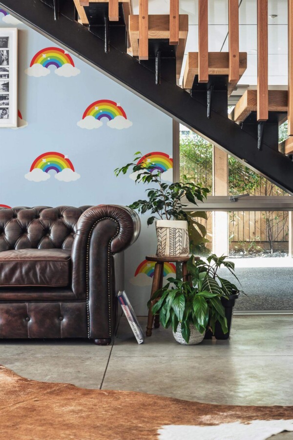 Traditional style entryway decorated with Classic rainbow peel and stick wallpaper
