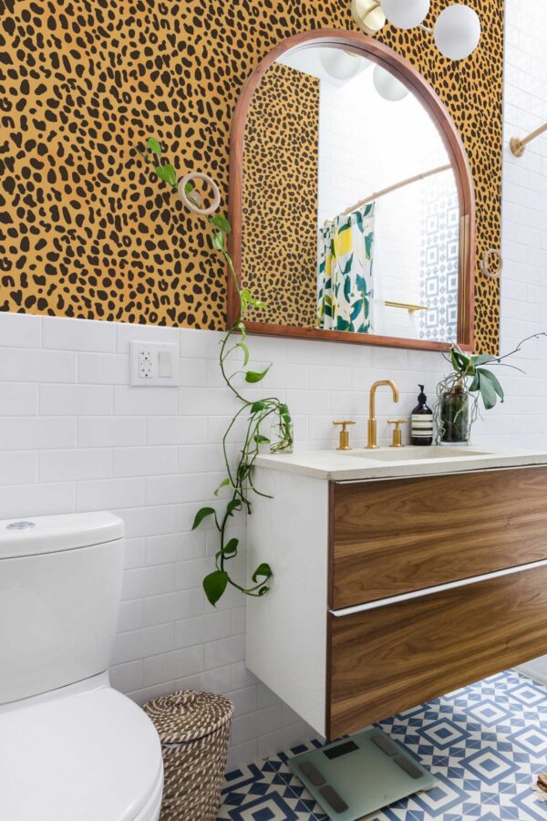 Fancy Walls Classic Small Cheetah Print Orange Vibrant self-adhesive wallpaper