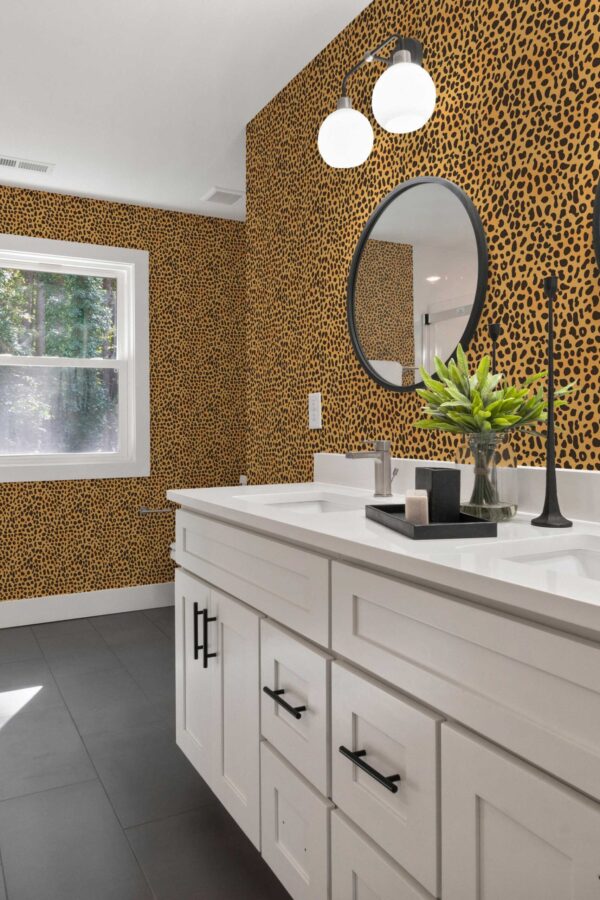 Fancy Walls Classic Small Cheetah Print Orange Radiant removable wallpaper