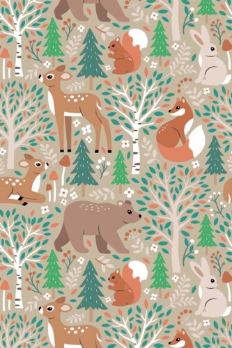 Traditional wallpaper brown classic woodland animals Fancy Walls