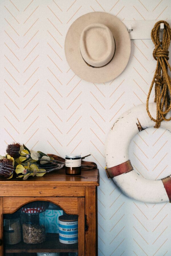 Minimalist Classy Herringbone Blush Wallpaper for Walls by Fancy Walls