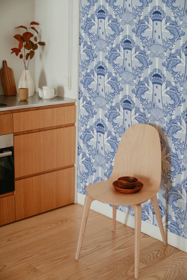 Fancy Walls Coastal Blue and White Calm self-adhesive wallpaper
