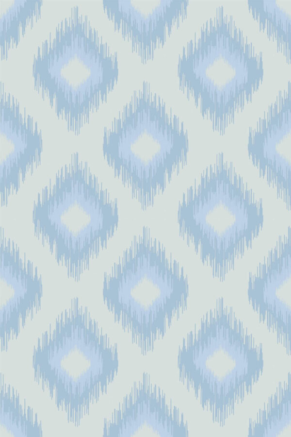 Pattern repeat of Coastal Blue Ikat removable wallpaper design
