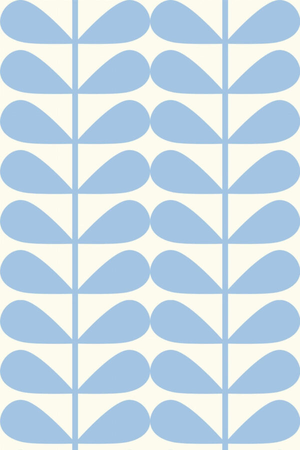Pattern repeat of Coastal Blue Leaves removable wallpaper design