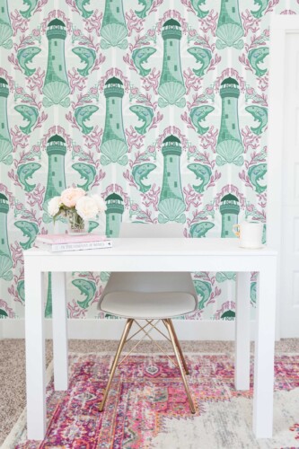 Fancy Walls Coastal Mint Green Simple traditional wallpaper