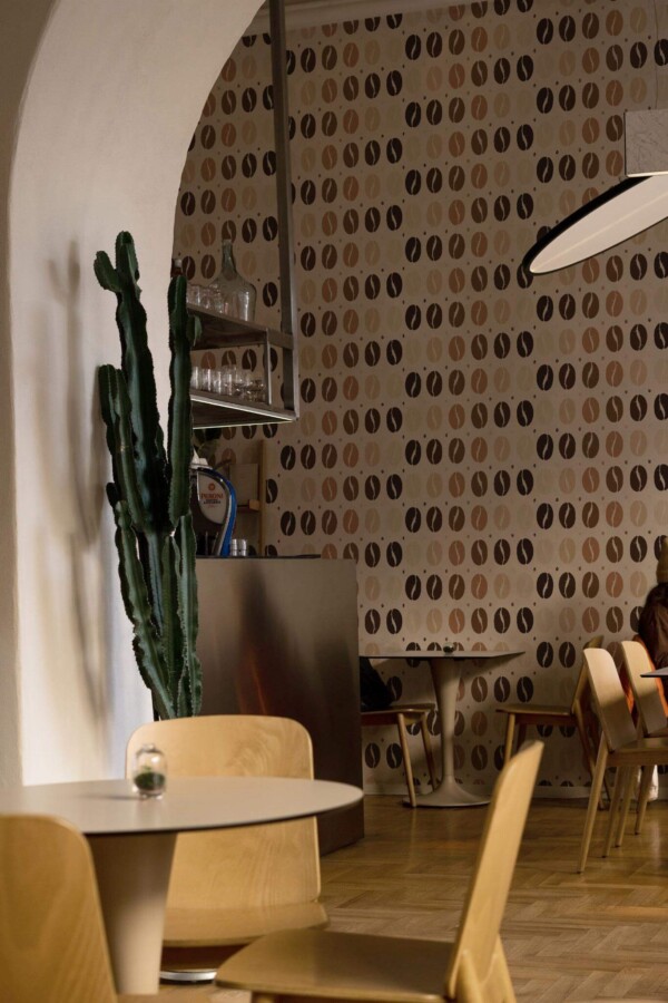 Modern style bedroom decorated with Coffee beans peel and stick wallpaper