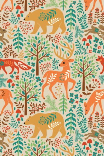 Fancy Walls traditional wallpaper woodland animals in fall colors