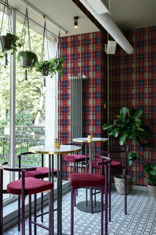Plaid Burst peel and stick wallpaper by Fancy Walls