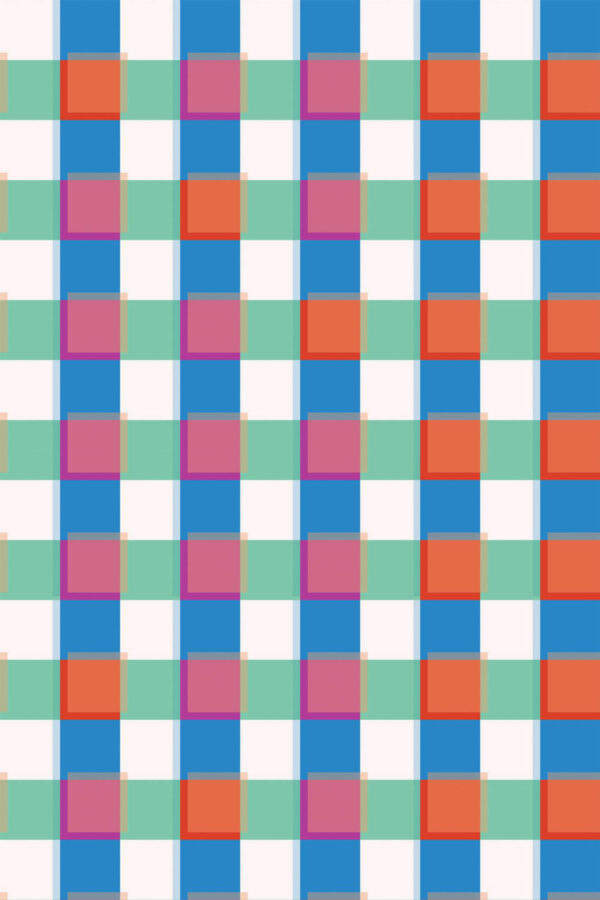 Pattern repeat of Colorful check removable wallpaper design