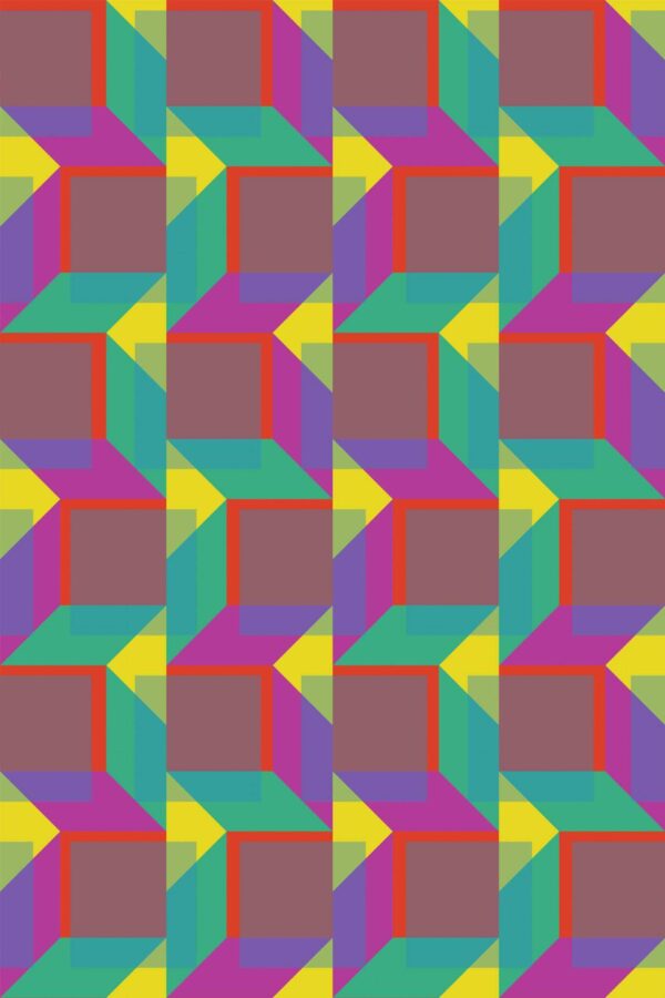 Pattern repeat of Colorful cubes removable wallpaper design