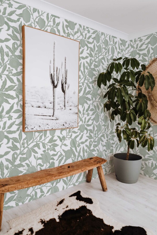 Sage Floral Elegance Wall Mural