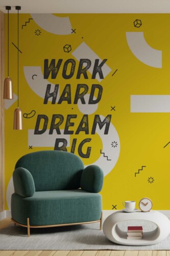 Dream Big peel and stick or non-pasted wall mural. Fancy Walls removable self-adhesive or traditional abstract geometric eco-friendly and PVC-free office wall mural.