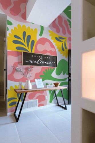 Wall paper mural by Fancy Walls, floral pattern with vivid colors