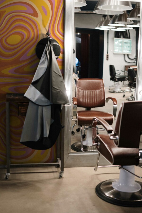 Fancy Walls removable wall mural with dynamic orange grooves