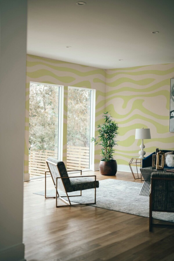 Wall paper mural in green and neutral tones by Fancy Walls