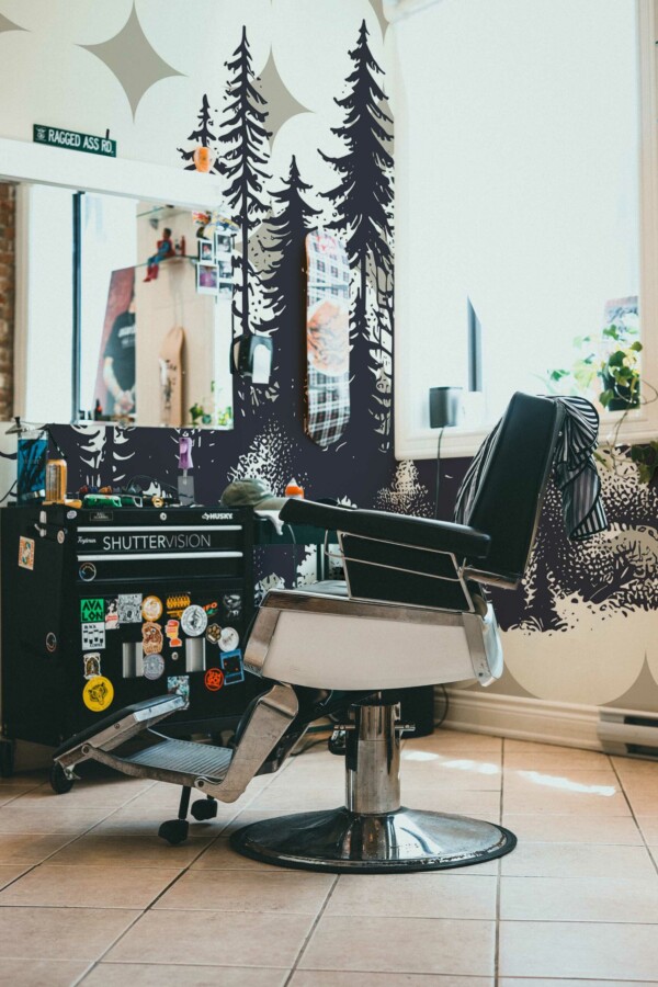 Classic Barbershop Forest wall mural peel and stick by Fancy Walls