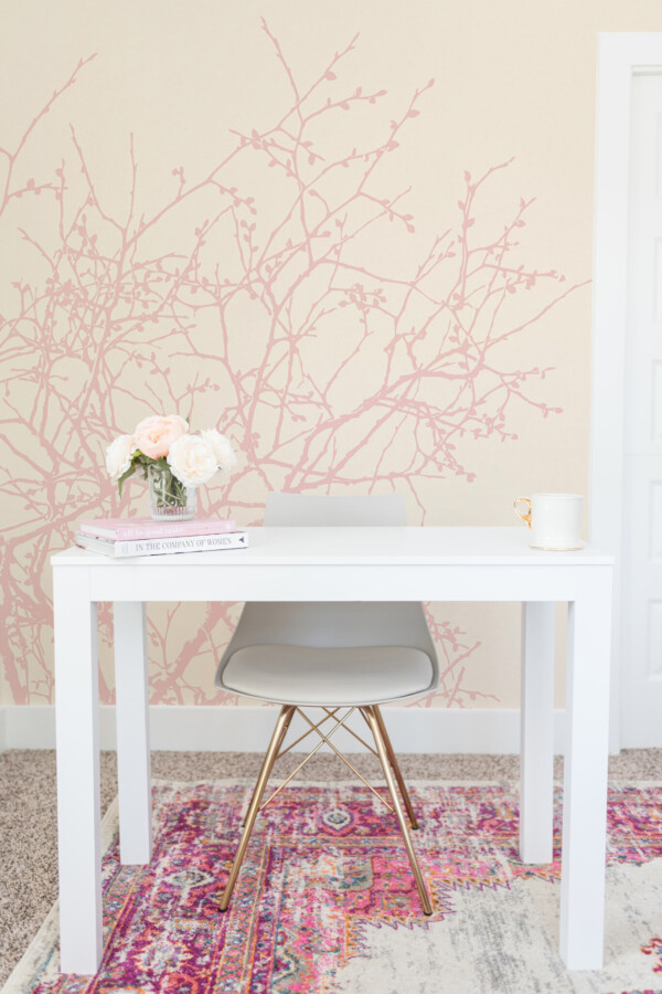 Fancy Walls removable wall mural of soft tree branch in bedroom