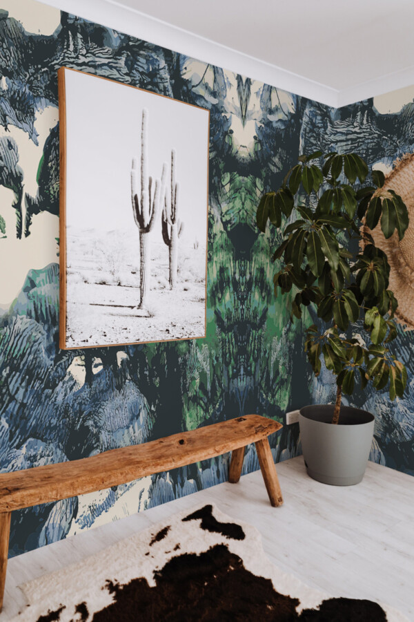 Green brush stroke wall mural peel and stick by Fancy Walls