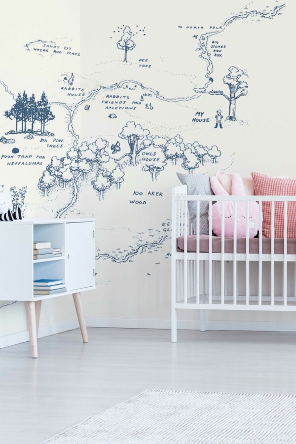 Explorer's Dream Azure wall paper mural, a Fancy Walls creation