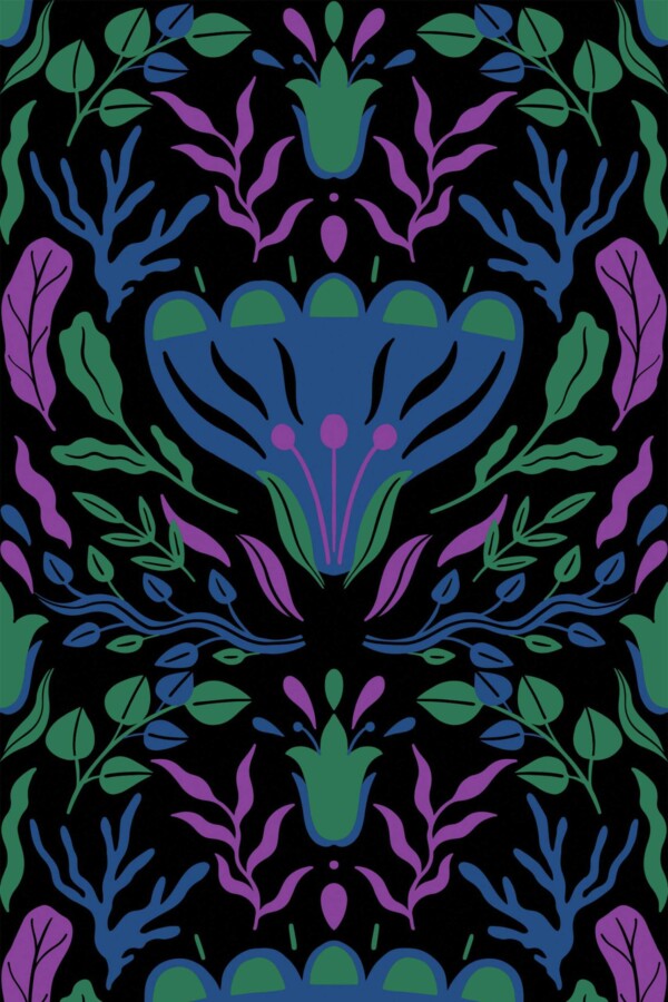 Fancy Walls Colorful Floral wallpaper for Dining room walls in Botanical style traditional wallpaper.