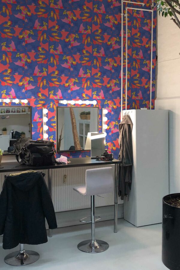 Traditional wallpaper with a bright floral burst by Fancy Walls