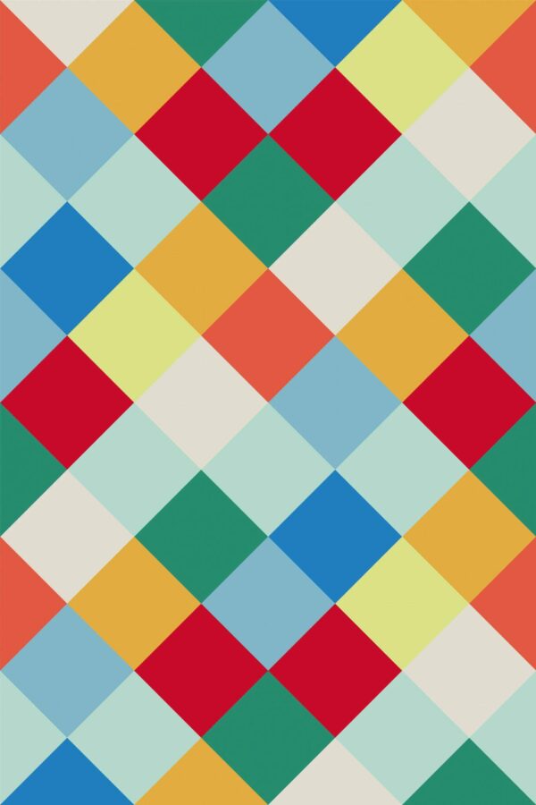 Pattern repeat of Colorful Harlequin Blend removable wallpaper design
