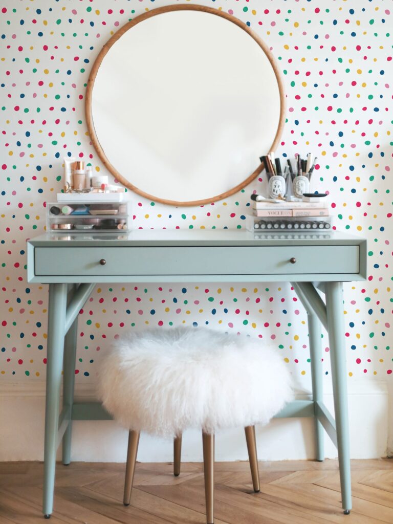 Colorful polka dot peel stick wallpaper