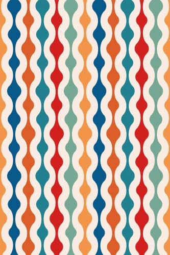 Pattern repeat of Colorful retro removable wallpaper design