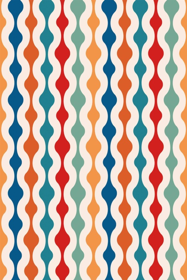 Pattern repeat of Colorful retro removable wallpaper design