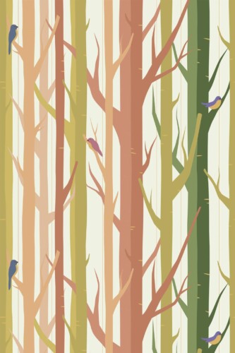 Pattern repeat of Colorful Trees removable wallpaper design
