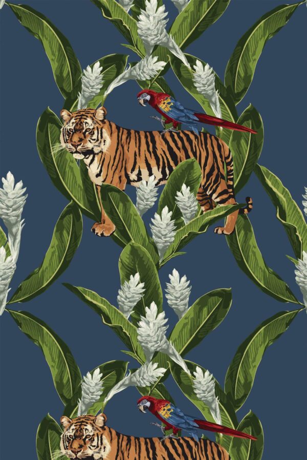 Pattern repeat of Colorful Tropics removable wallpaper design