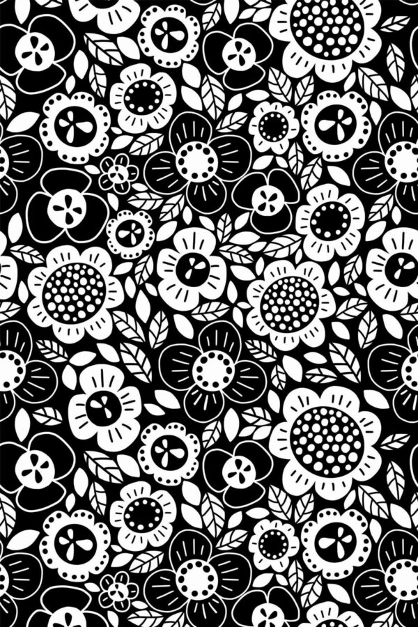 Pattern repeat of Contemporary floral removable wallpaper design