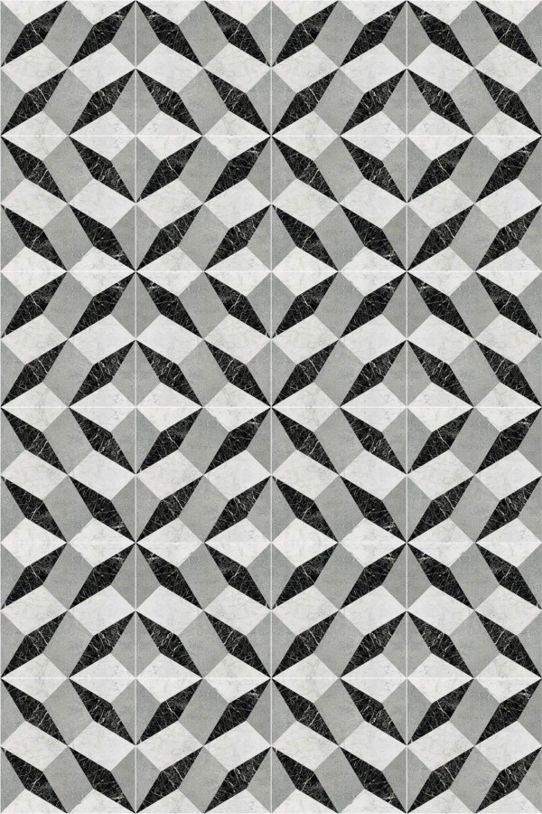 Pattern repeat of Contemporary geometric tile removable wallpaper design