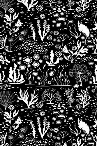 Pattern repeat of Corals and seaweed removable wallpaper design